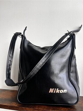 Vintage Nikon Camera Shoulder Bag Made in Japan Black Messenger Bag